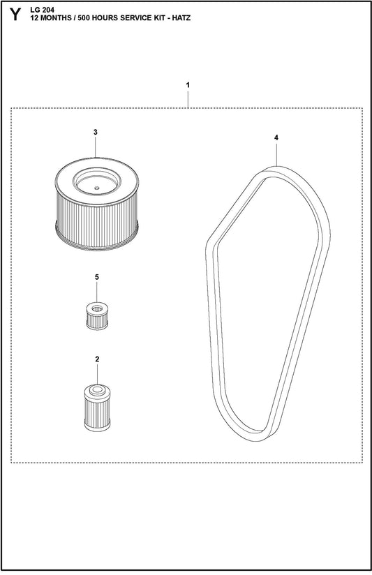 12 Months / 500 Hours Service Kit - Hatz Parts For LG 204 Petrol By Husqvarna