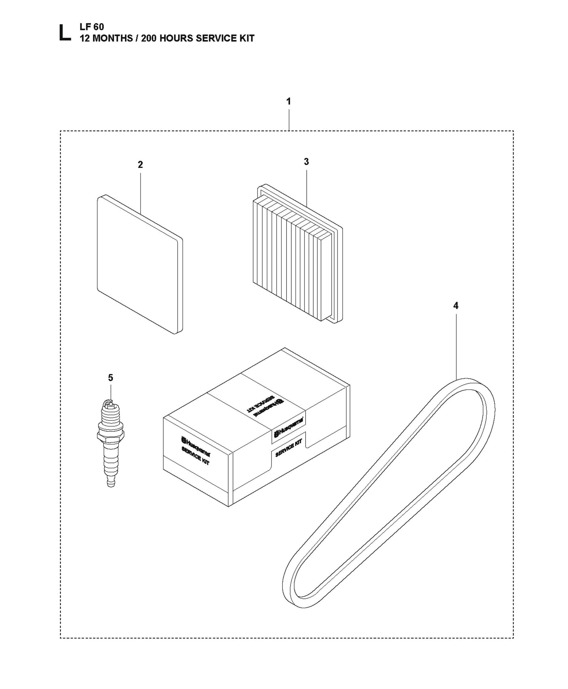 12 Months-200 Hours Service Kit Parts For LF 60 LA By Husqvarna