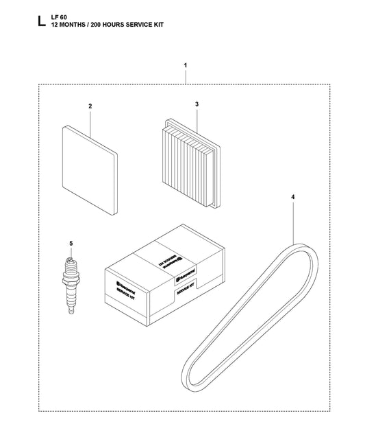 12 Months-200 Hours Service Kit Parts For LF 60 LA By Husqvarna