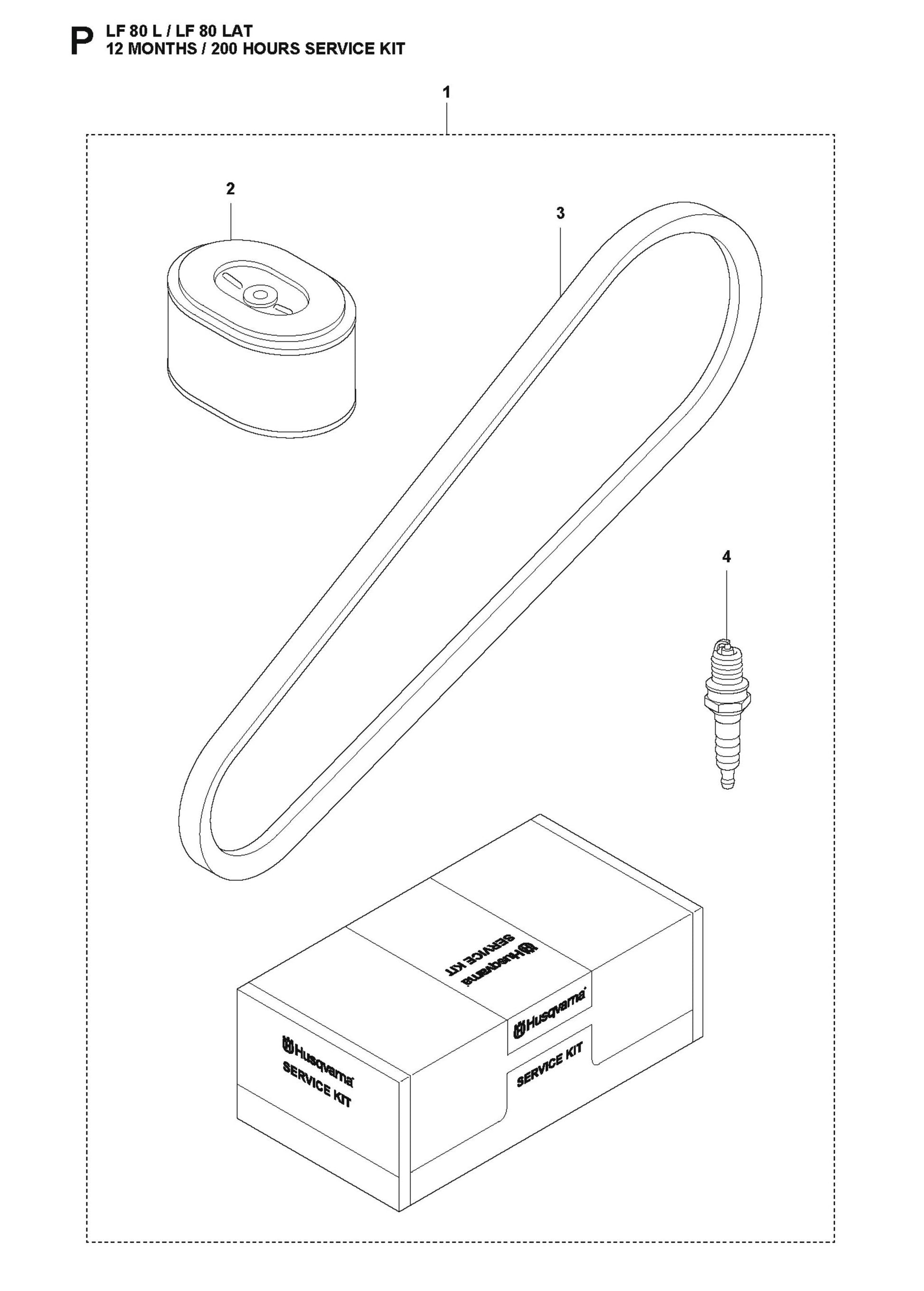 12 Months-200 Hours Service Kit Parts For LF 80 L By Husqvarna