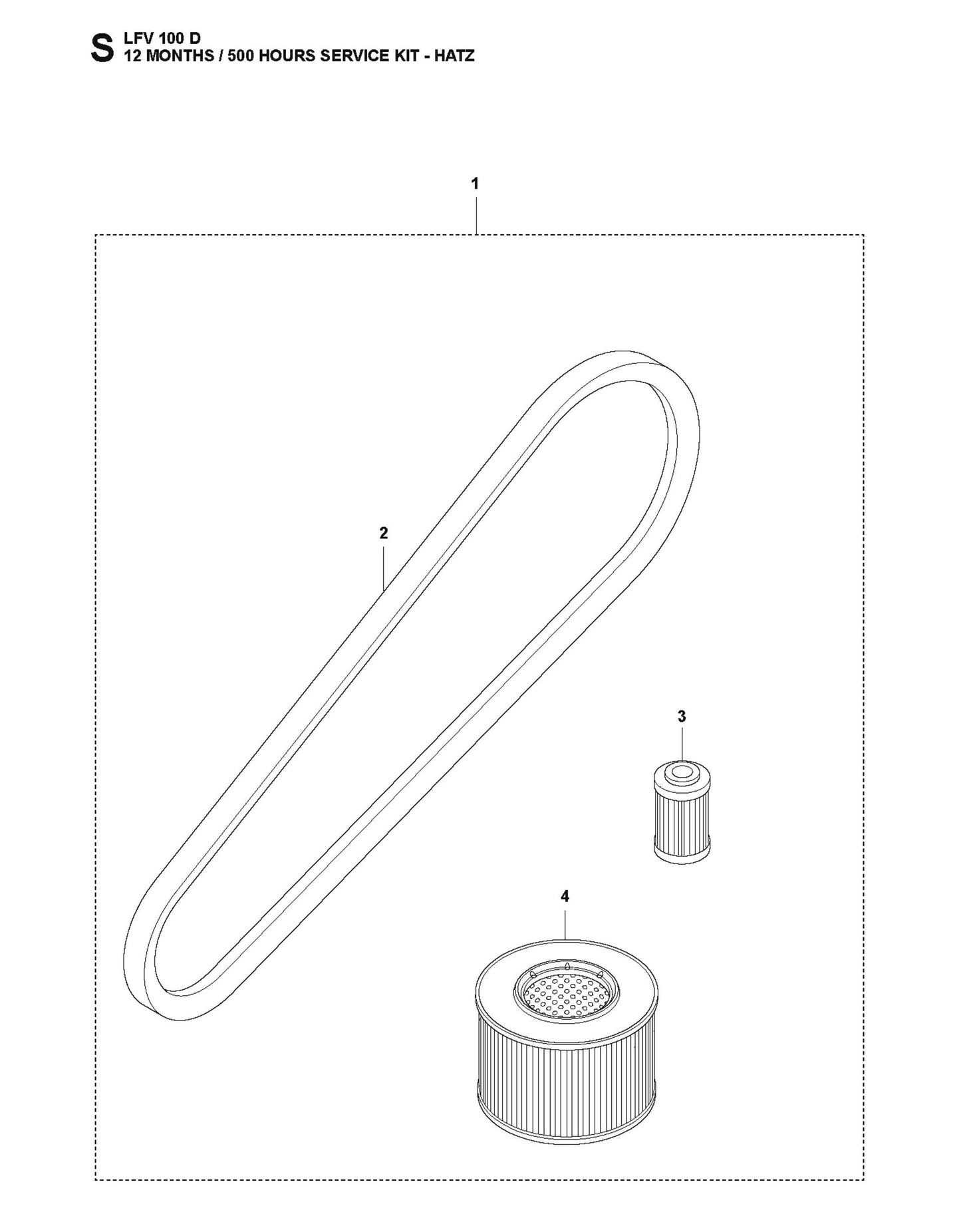 12 Months-500 Hours Service Kit-Hatz Parts For LFV 100 By Husqvarna
