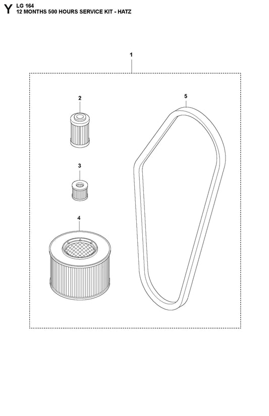 12 Months 500 Hours Service Kit- Hatz Parts For LG 164 Petrol By Husqvarna