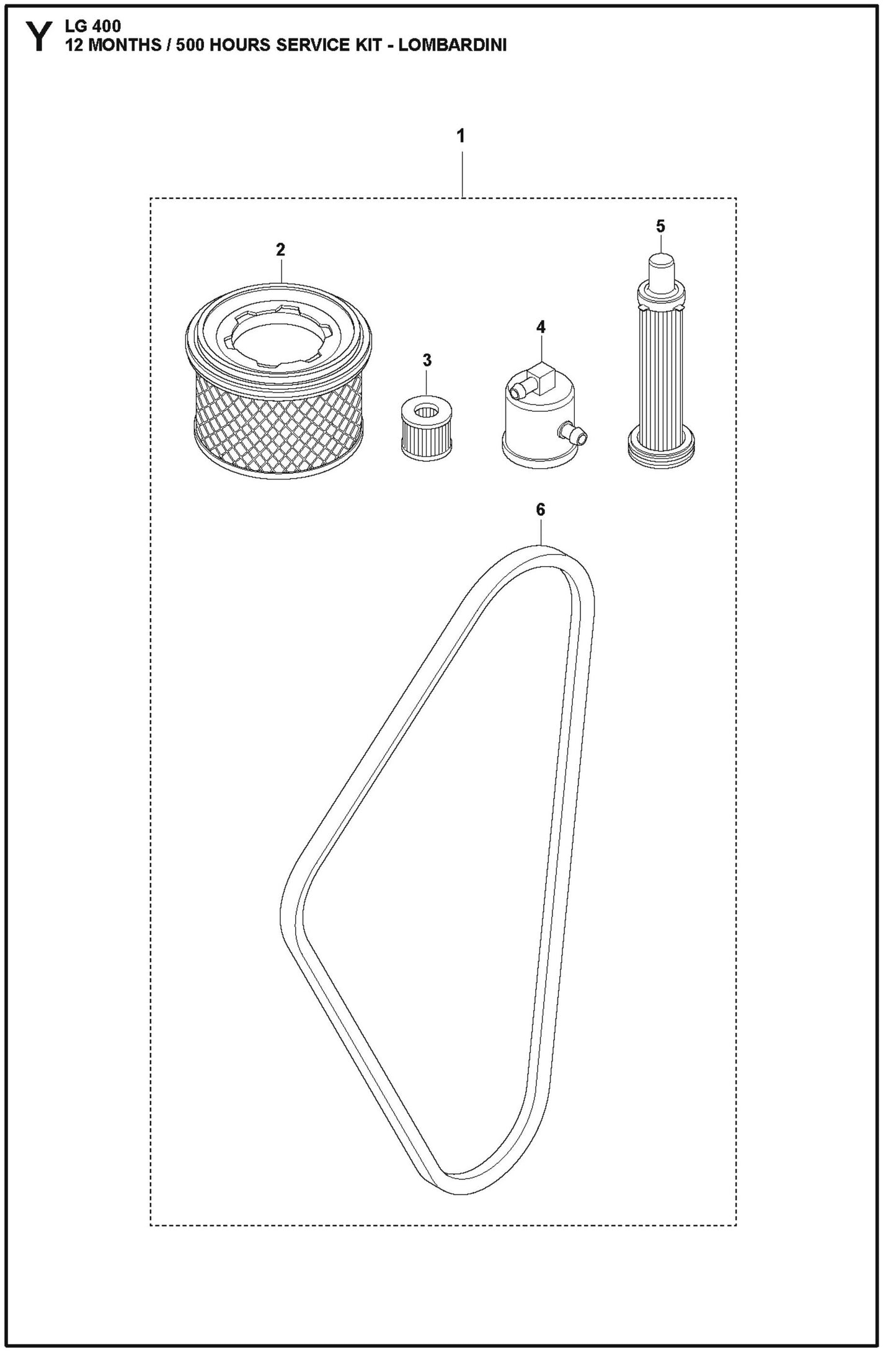 12 Months / 500 Hours Service Kit - Lombardini Parts For LG 400 Petrol By Husqvarna