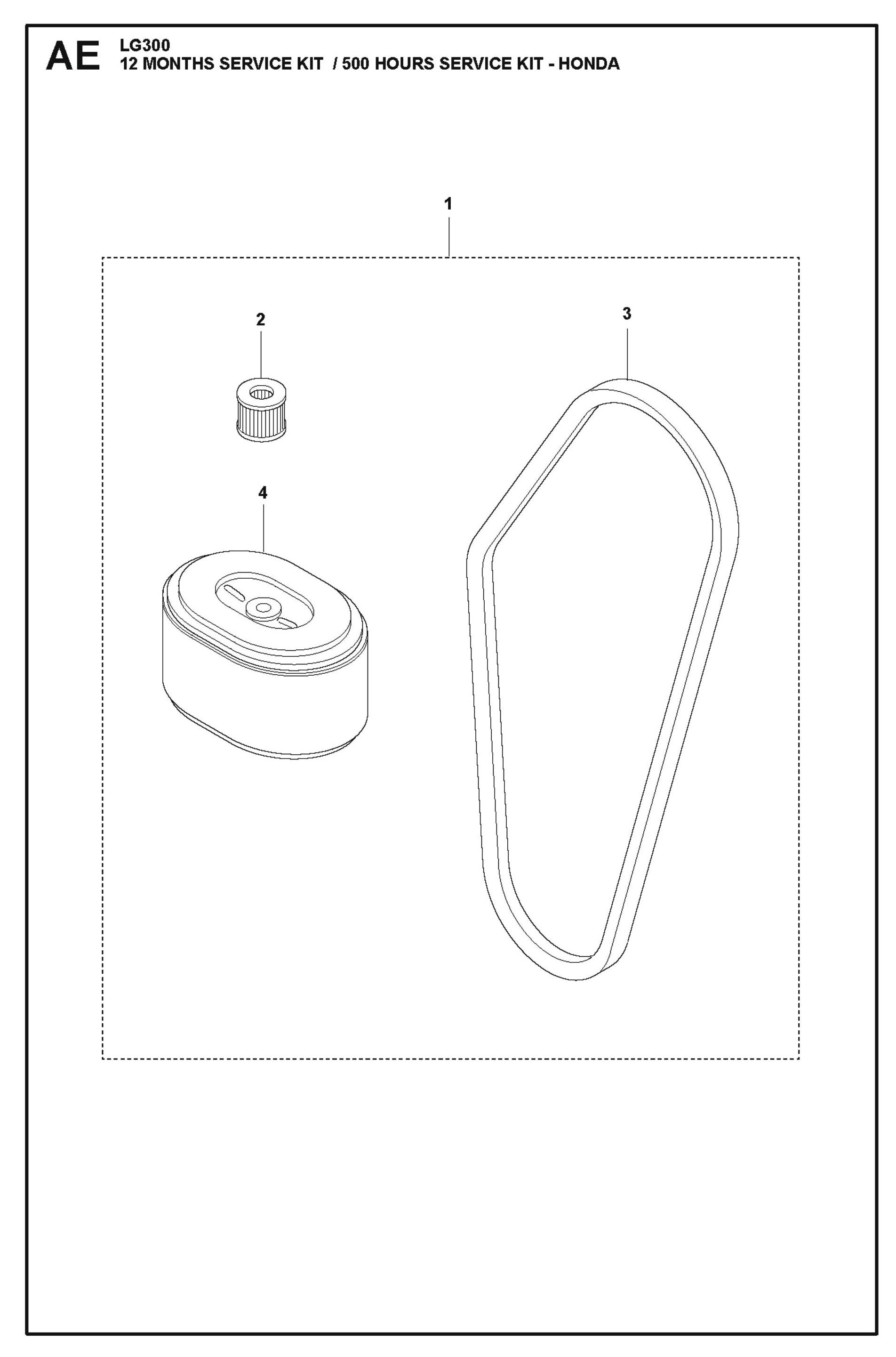 12 Months Service Kit / 500 Hours Service Kit-Honda Parts For LG 300 Petrol By Husqvarna