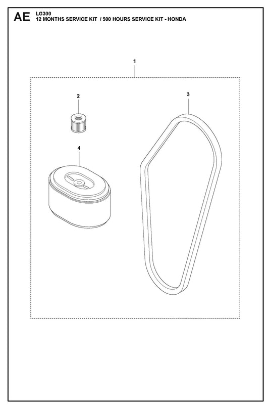 12 Months Service Kit / 500 Hours Service Kit-Honda Parts For LG 300 Petrol By Husqvarna