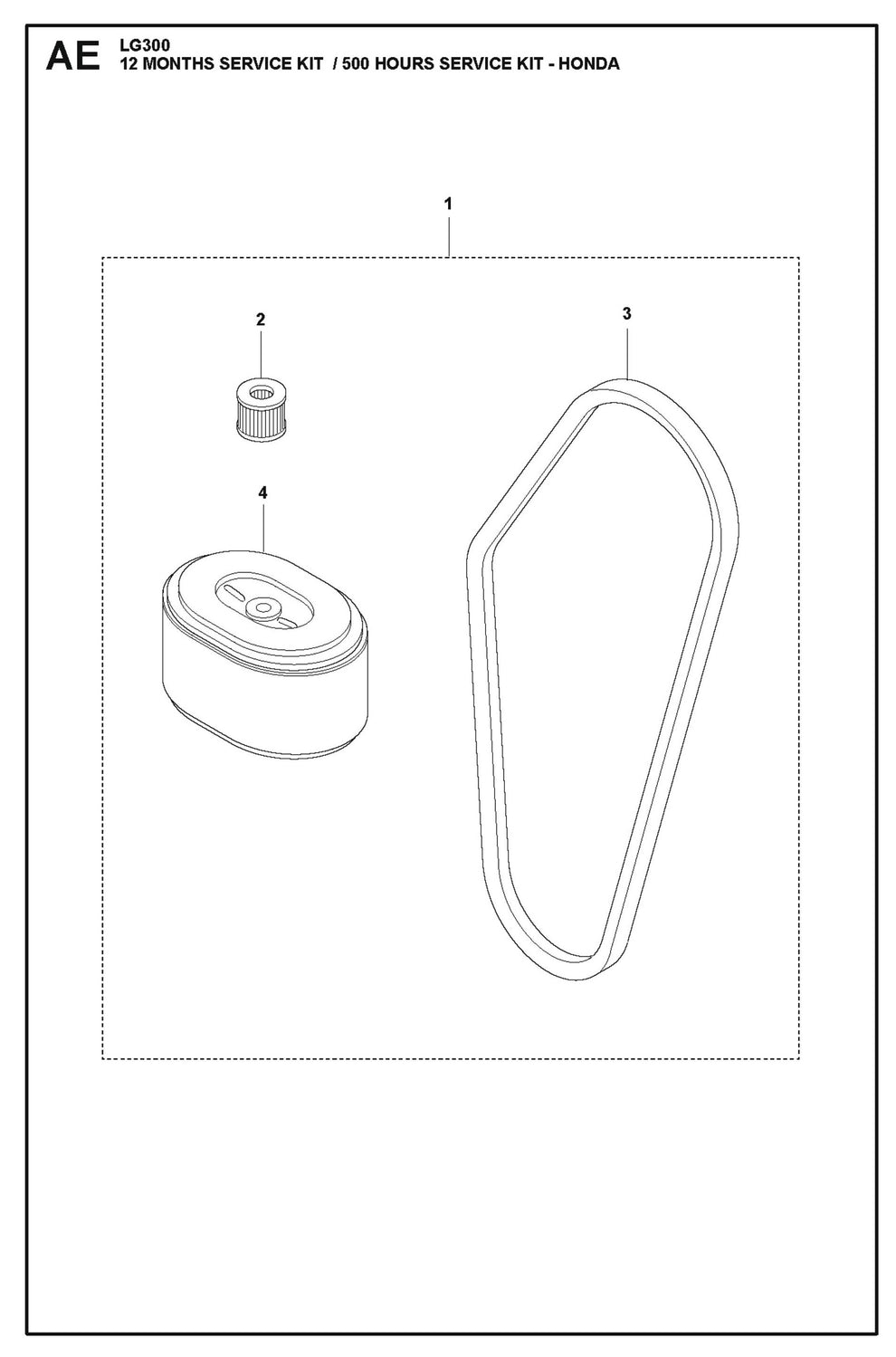 12 Months Service Kit / 500 Hours Service Kit-Honda Parts For LG 300 Petrol By Husqvarna