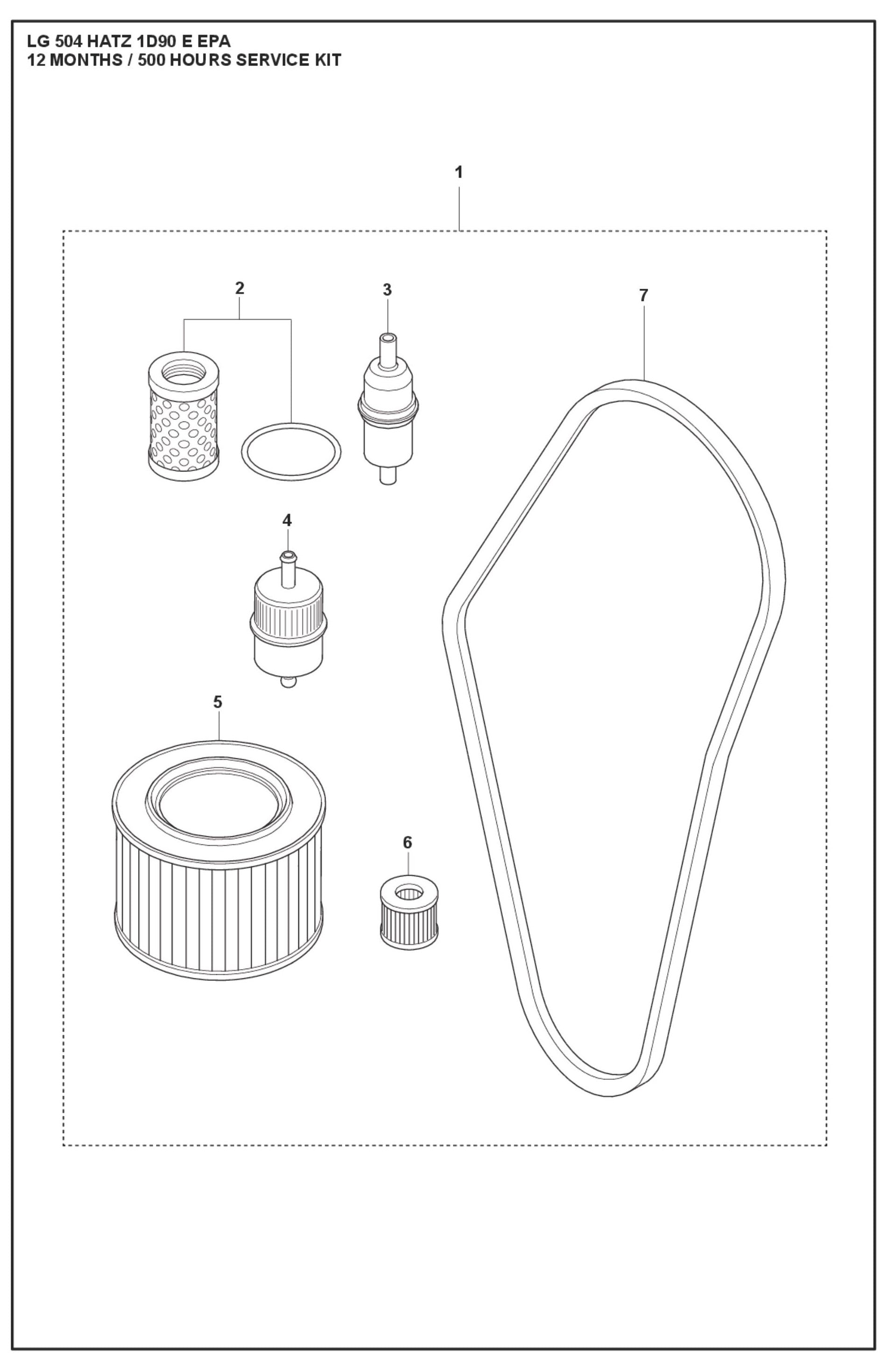 12 Months / 500 Hours Service Kit Parts For LG 504 Reversible Plate Compactor By Husqvarna