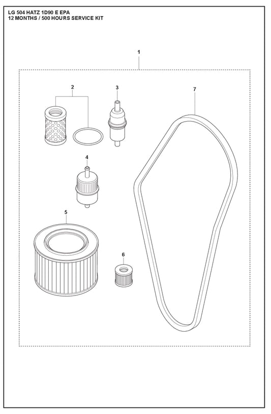 12 Months / 500 Hours Service Kit Parts For LG 504 Reversible Plate Compactor By Husqvarna
