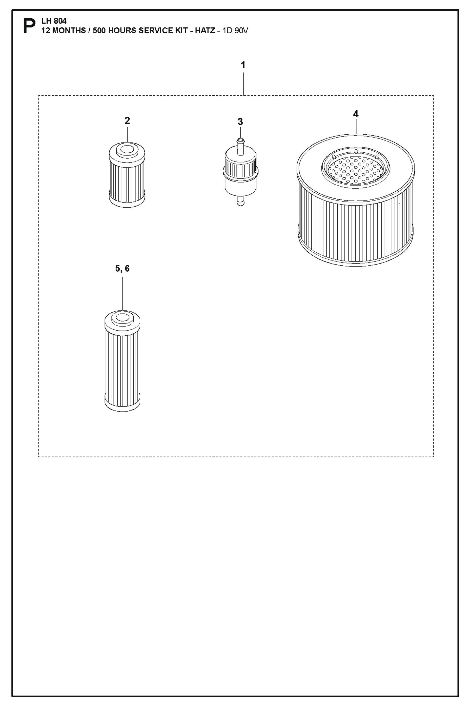 12 Months/500 Hours Service Kit - Hatz-1D 90V Parts For LH 804 By Husqvarna