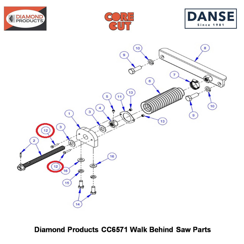 M6 X 30 Hex Head Capscrew 2900342 Fits Core Cut CC6571 Walk Behind Saw By Diamond Products