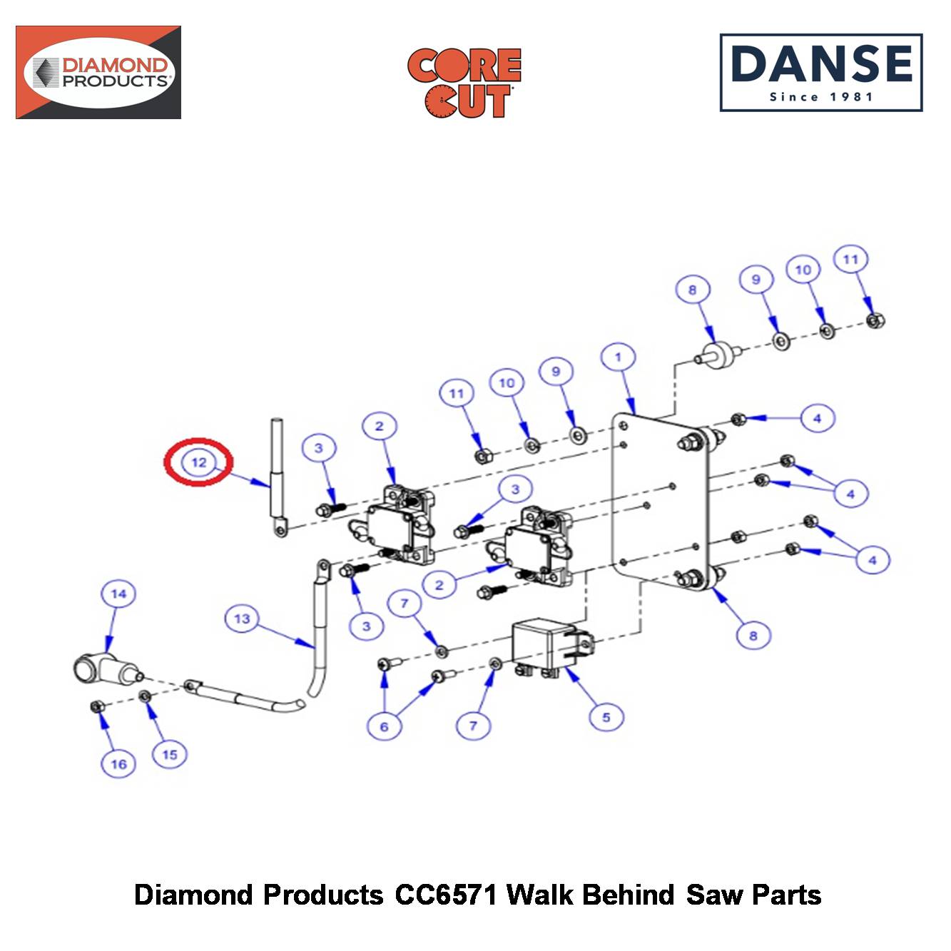 Cable 33" Red 6 Awg 2802008 Fits Core Cut CC6571 Walk Behind Saw By Diamond Products