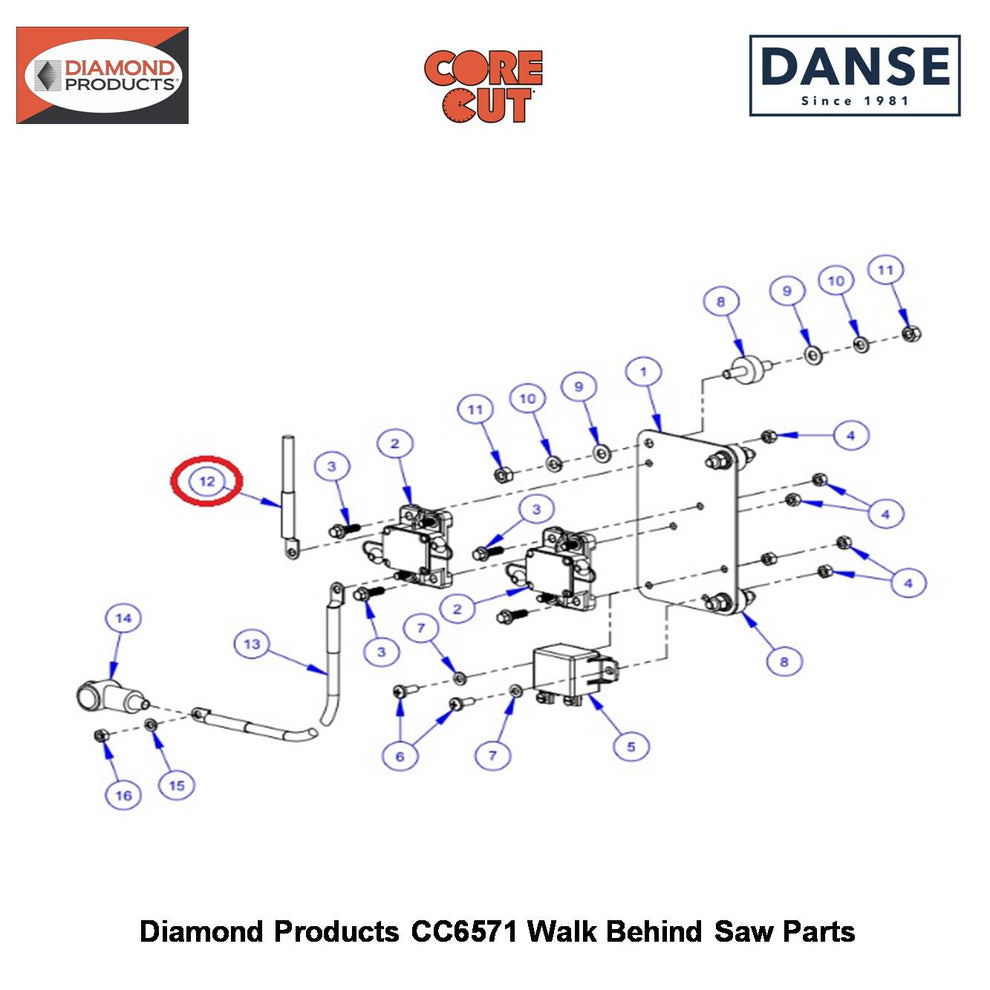 Cable 33" Red 6 Awg 2802008 Fits Core Cut CC6571 Walk Behind Saw By Diamond Products