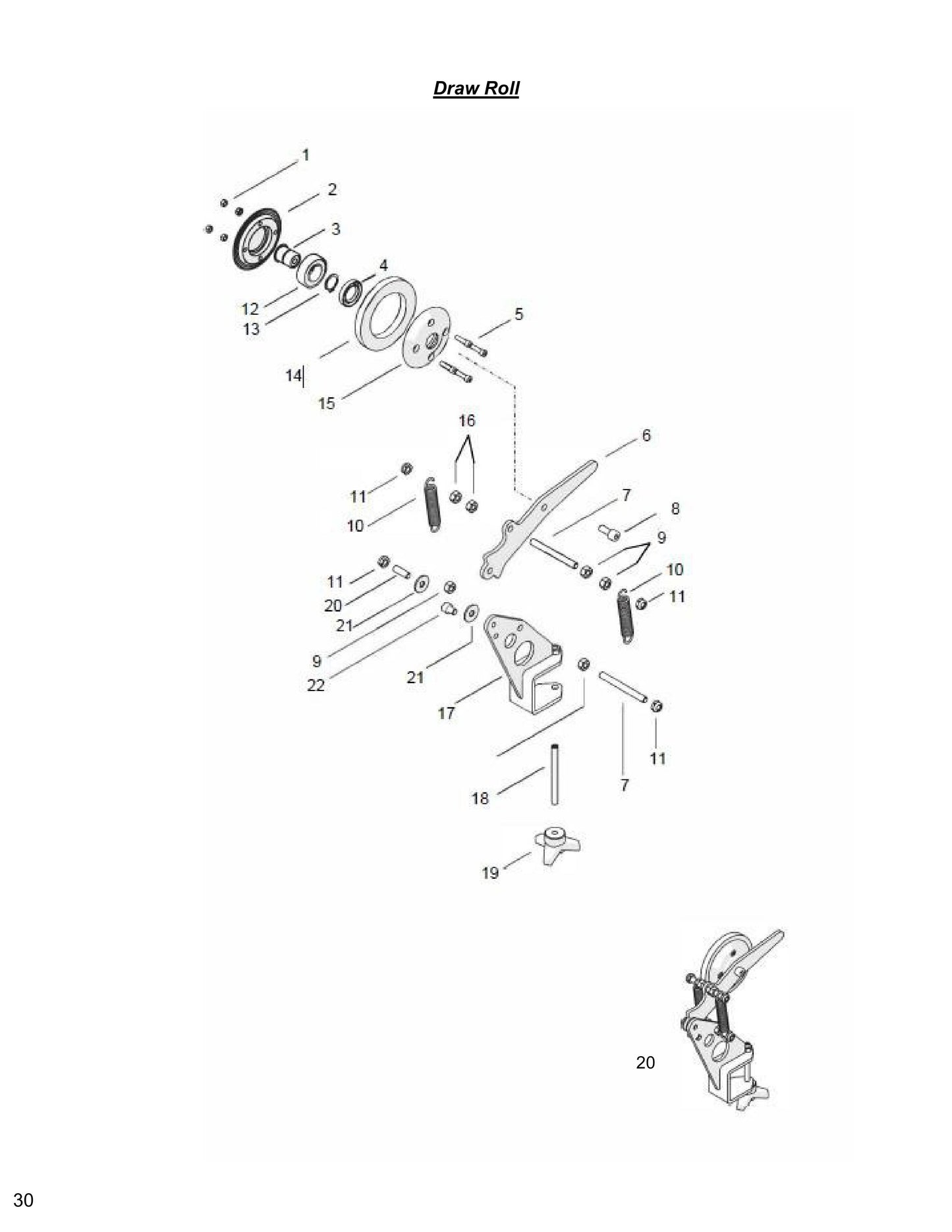 WCU14, WCH17, WCE17 Draw Roll Parts