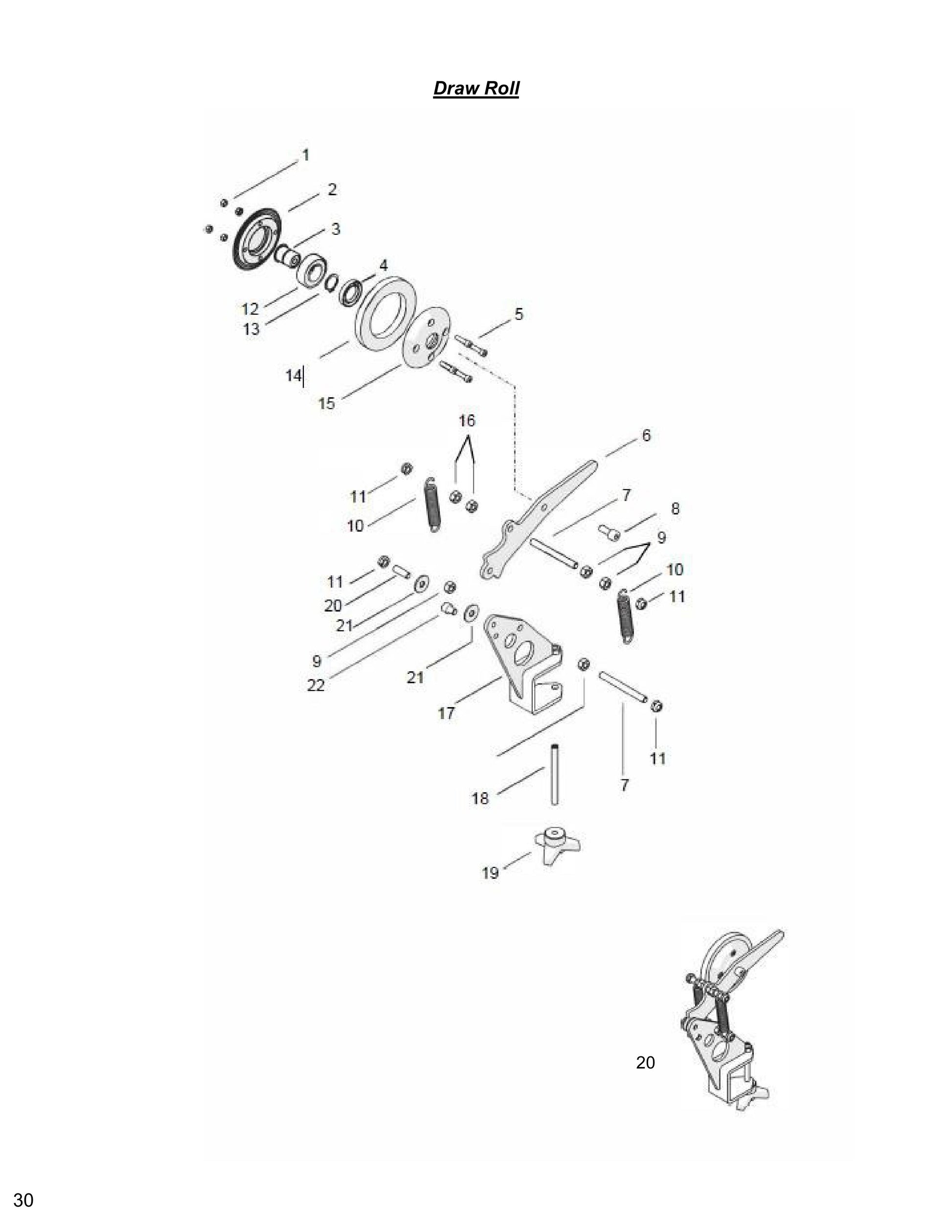 WCU14, WCH17, WCE17 Draw Roll Parts