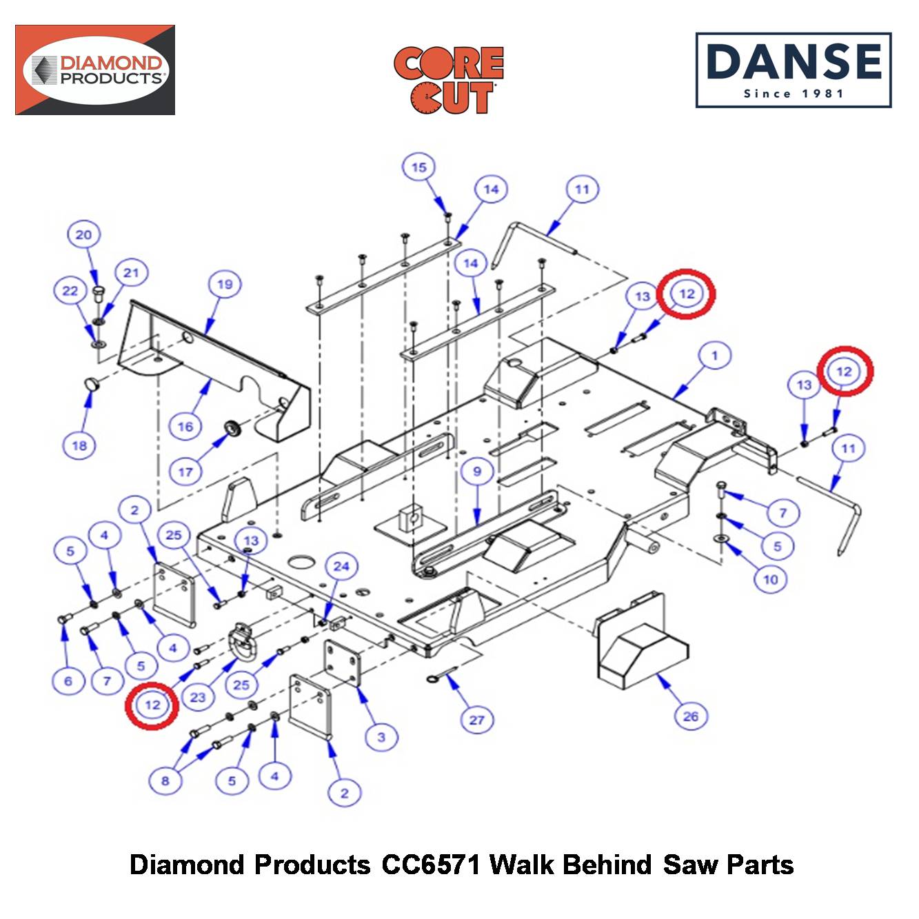 3/8-16X1-1/4 Hex Capscrew 2900013 Fits Core Cut CC6571 Walk Behind Saw By Diamond Products