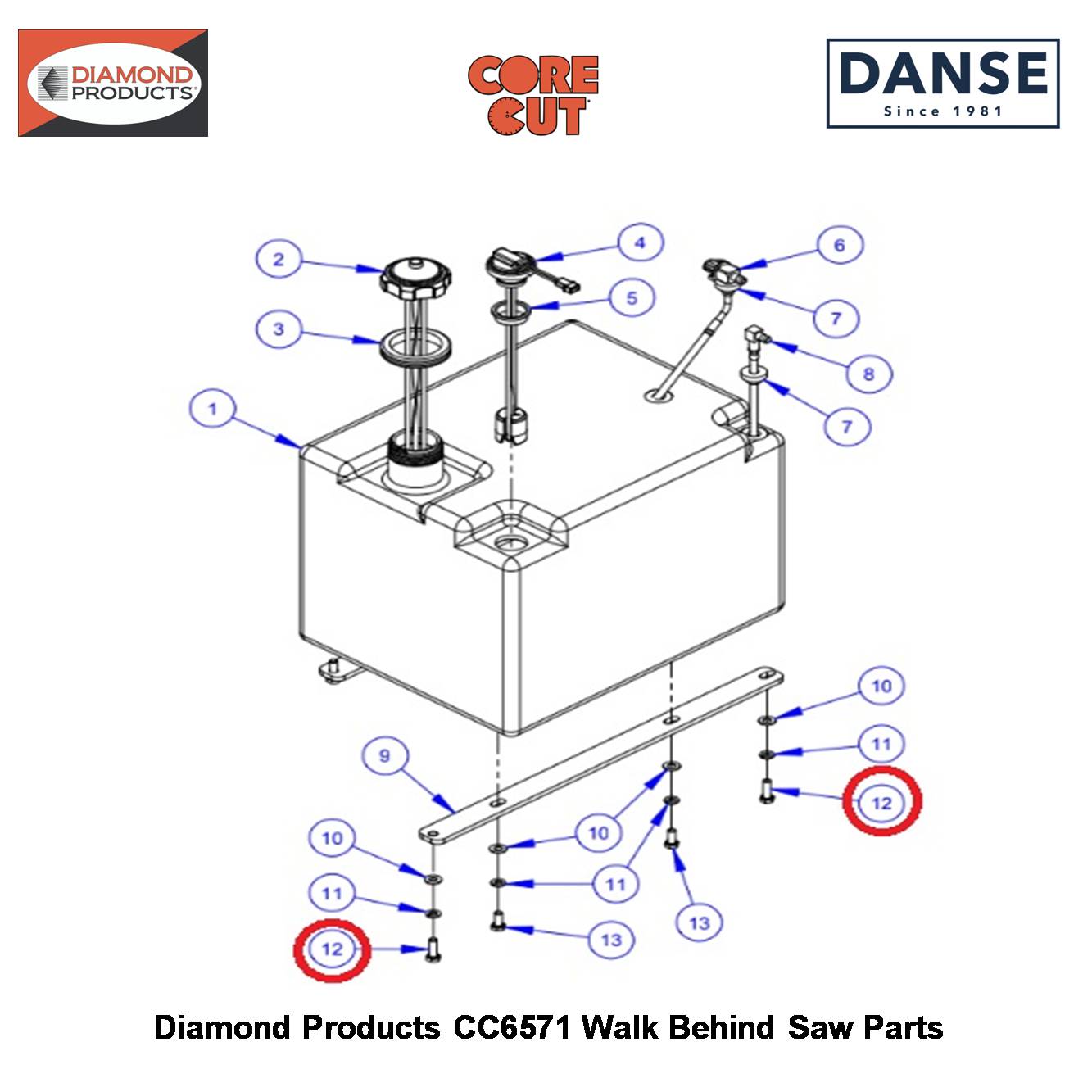 5/16-18X1" Hex Capscrew 2900138 Fits Core Cut CC6571 Walk Behind Saw By Diamond Products