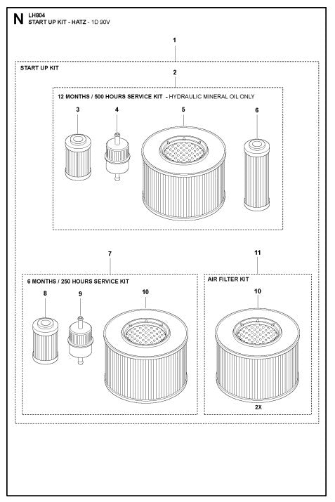 Start Up Kit - Hatz - 1D 90V Assembly Parts For LH 804 By Husqvarna
