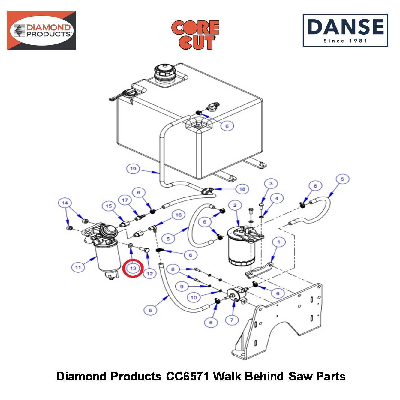 M10 Flat Washer (20MM Od) 2901356 Fits Core Cut CC6571 Walk Behind Saw By Diamond Products