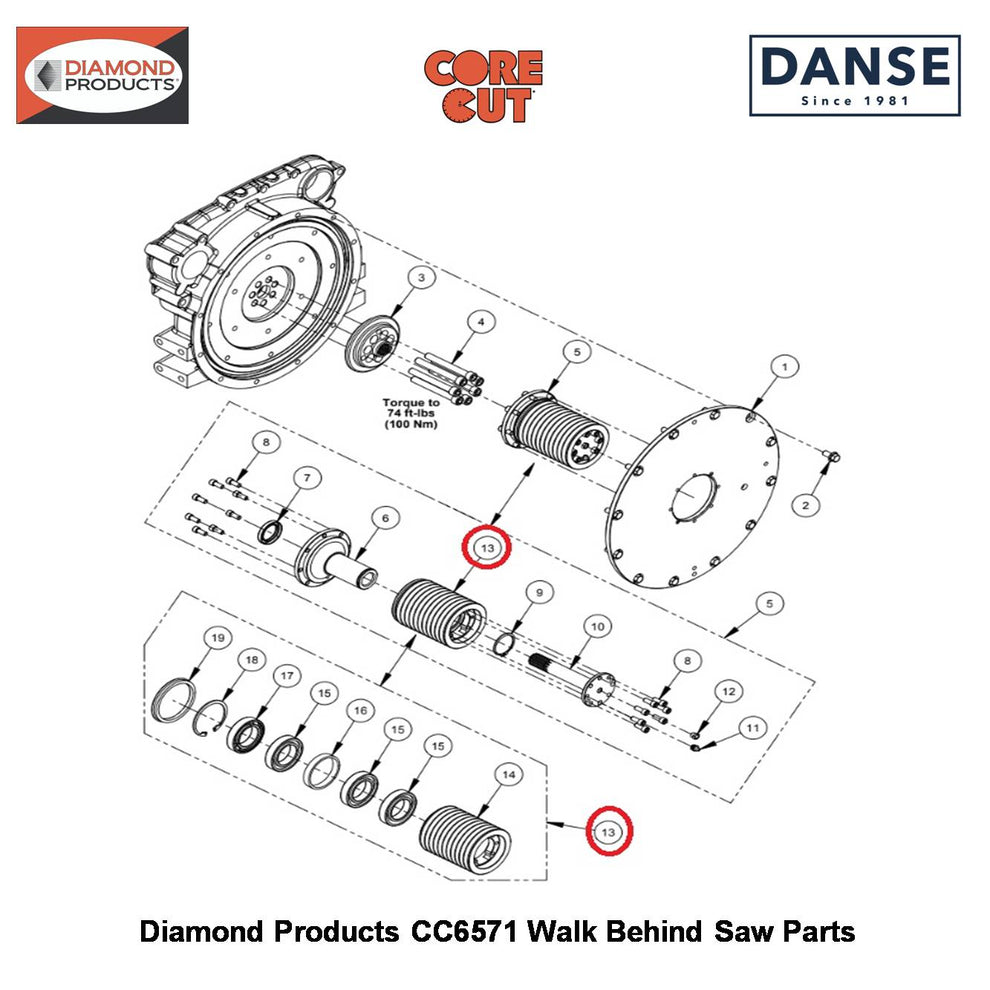 Sheave Assembly (CC6571) 4" X 11 Groove 6019090 Fits Core Cut CC6571 Walk Behind Saw By Diamond Products