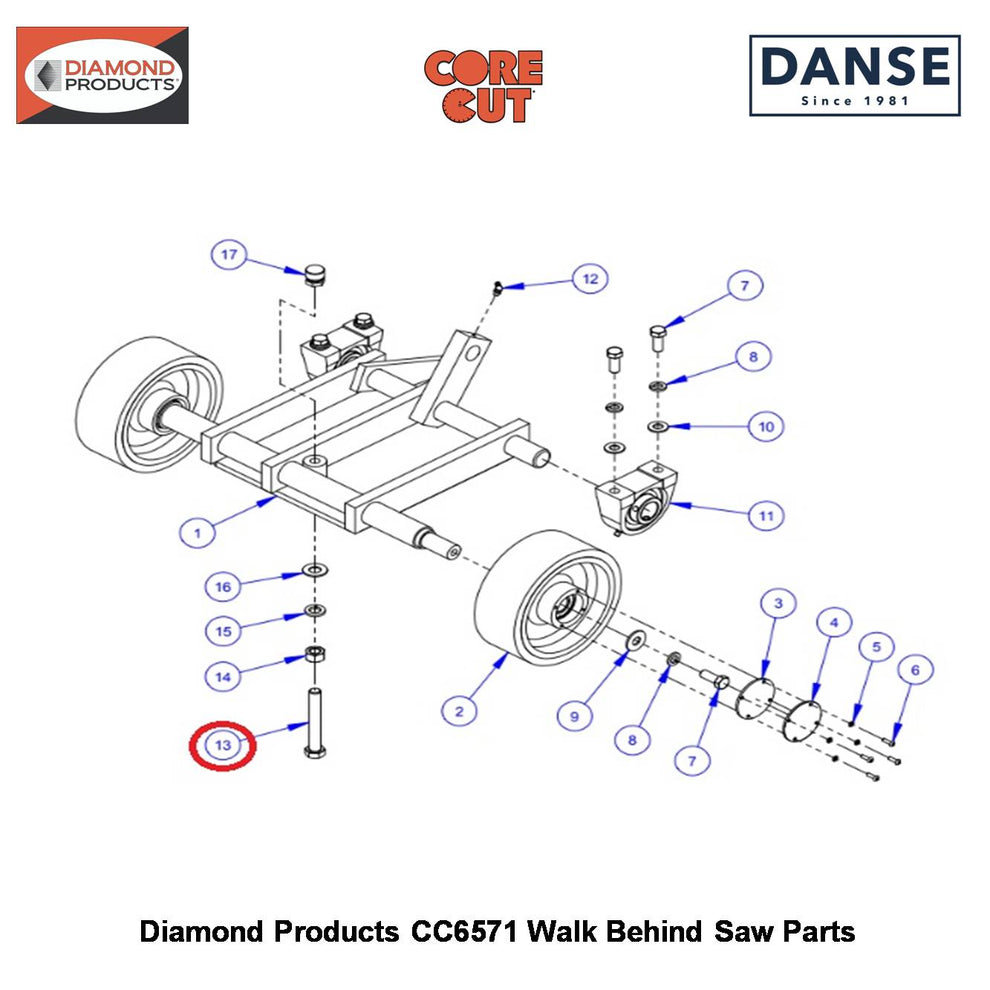 5/8-11X4-1/2 Hex Tap Bolt 2900514 Fits Core Cut CC6571 Walk Behind Saw By Diamond Products