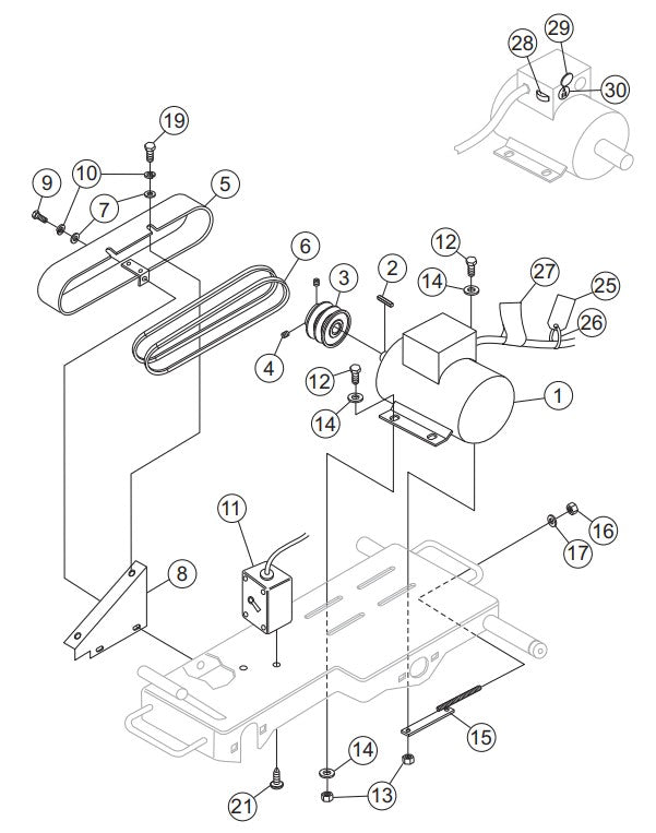 Electric Motor Assembly Parts- MP1455H (5.5 HP GASOLINE), MP1415E (1.5 HP ELECTRIC), MP1420E (2.0 HP ELECTRIC) MP1 SERIES