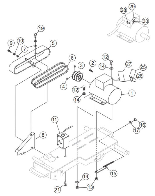 Electric Motor Assembly Parts- MP1455H (5.5 HP GASOLINE), MP1415E (1.5 HP ELECTRIC), MP1420E (2.0 HP ELECTRIC) MP1 SERIES