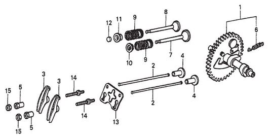 Honda GX160K1QXC9 — Camshaft Assembly Parts- MP1455H (5.5 HP GASOLINE), MP1415E (1.5 HP ELECTRIC), MP1420E (2.0 HP ELECTRIC) MP1 SERIES