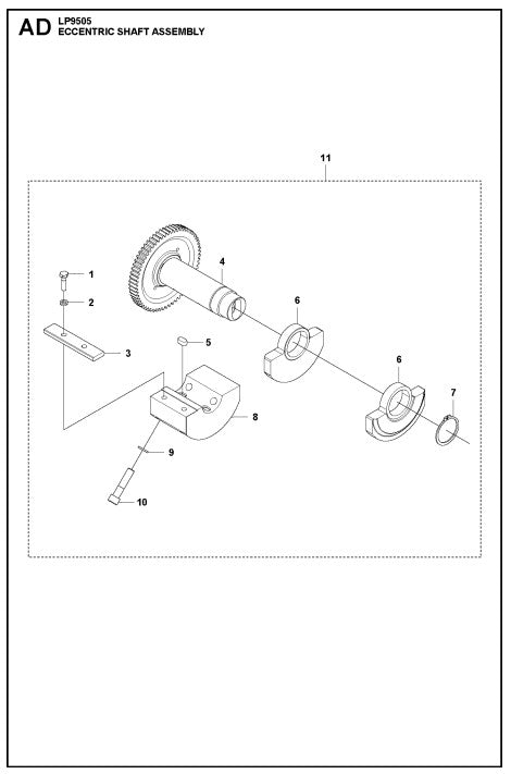 Eccentric Shaft Assembly 1 Parts For LP 9505 Trench Roller By Husqvarna