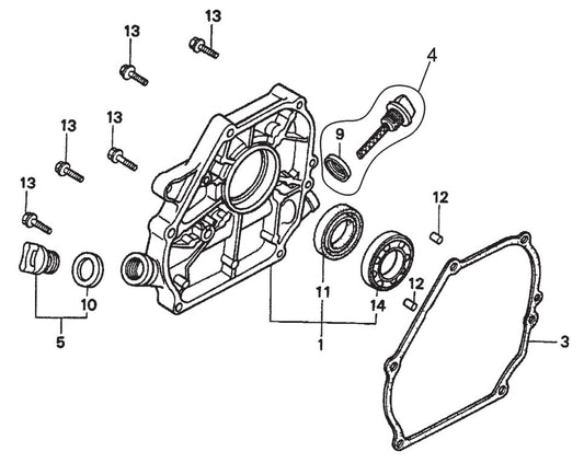 Honda GX160K1QXC9 — Crankcase Cover Assembly Parts- MP1455H (5.5 HP GASOLINE), MP1415E (1.5 HP ELECTRIC), MP1420E (2.0 HP ELECTRIC) MP1 SERIES