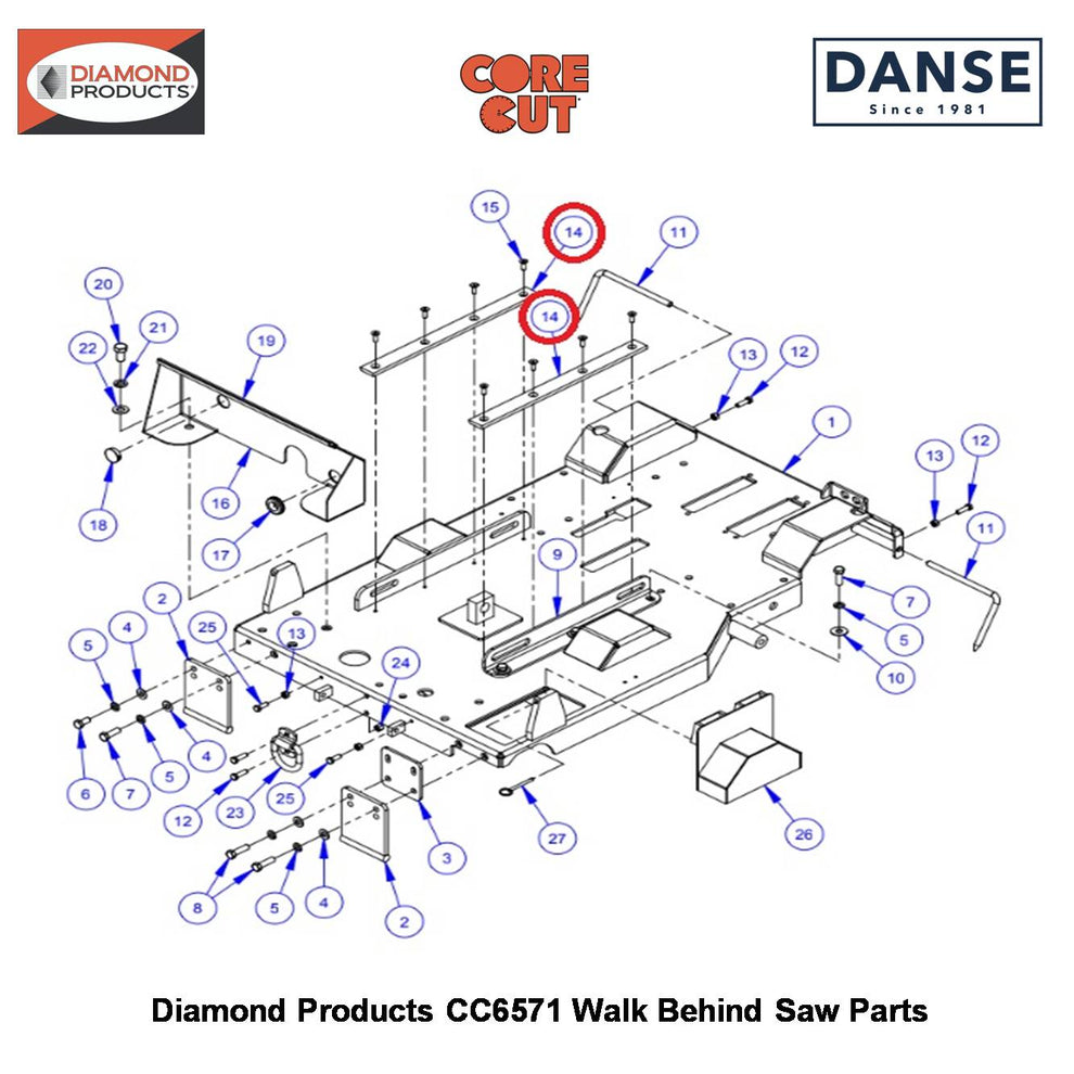 Engine Slide Bar 6019022 Fits Core Cut CC6571 Walk Behind Saw By Diamond Products