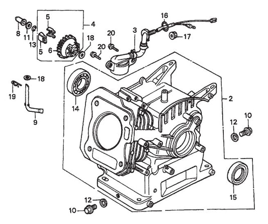 Honda GX160K1QXC9 — Cylinder Barrel Assembly Parts- MP1455H (5.5 HP GASOLINE), MP1415E (1.5 HP ELECTRIC), MP1420E (2.0 HP ELECTRIC) MP1 SERIES