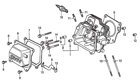 Honda GX160K1QXC9 — Cylinder Head Assembly Parts- MP1455H (5.5 HP GASOLINE), MP1415E (1.5 HP ELECTRIC), MP1420E (2.0 HP ELECTRIC) MP1 SERIES