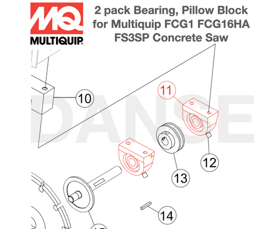 15359 Bearing, Pillow Block (2 pk) for FCG1 Slabsaver Concrete Saw by Multiquip