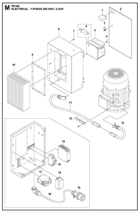 Electrical - 1- Phase 200-240v, 2,2 KW Assembly Parts For PG 540 4 KW By Husqvarna