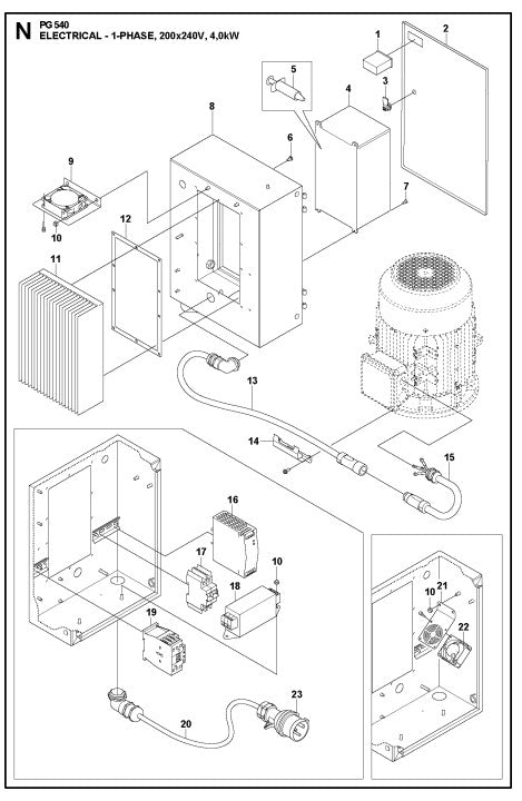 Electrical - 3- Phase, 380-415v / 440-480v, 4,0 kW Assembly Parts For PG 540 4 KW By Husqvarna