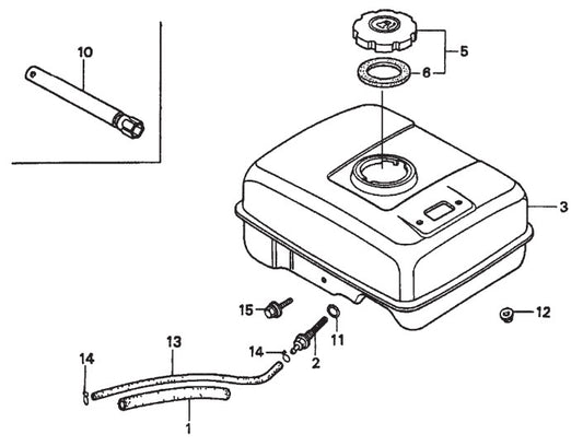 Honda GX160K1QXC9 — Fuel Tank Assembly Parts- MP1455H (5.5 HP GASOLINE), MP1415E (1.5 HP ELECTRIC), MP1420E (2.0 HP ELECTRIC) MP1 SERIES