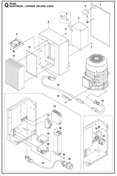 Electrical - 3- Phase, 200-240v, 4,0 kW Assembly Parts For PG 540 4 KW By Husqvarna