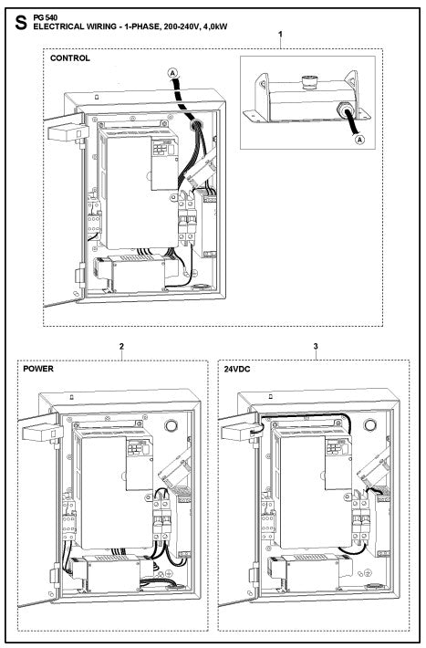 Electrical Wiring - 1-Phase , 200-240V, 4,0 kW Assembly Parts For PG 540 4 KW By Husqvarna