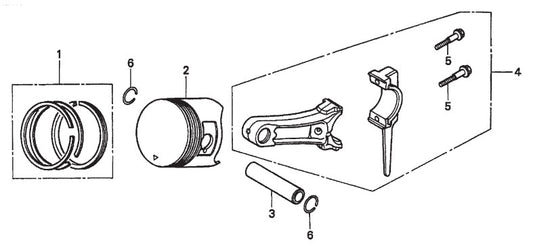 Honda GX160K1QXC9 — Piston And Rings Assembly Parts- MP1455H (5.5 HP GASOLINE), MP1415E (1.5 HP ELECTRIC), MP1420E (2.0 HP ELECTRIC) MP1 SERIES