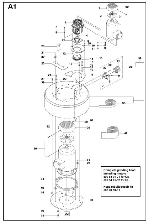 Grinding Head A1 Assembly Parts For PG 680 By Husqvarna