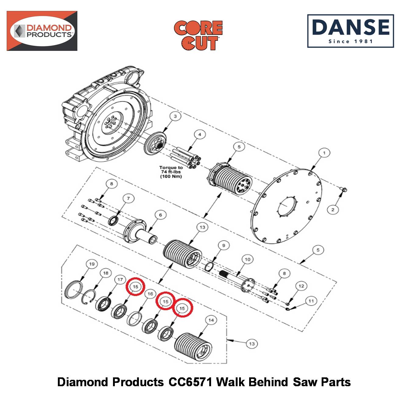Bearing 45 X 75 X 16 Open 6009 (no Seals) W/grease 2503760 Fits Core Cut CC6571 Walk Behind Saw By Diamond Products