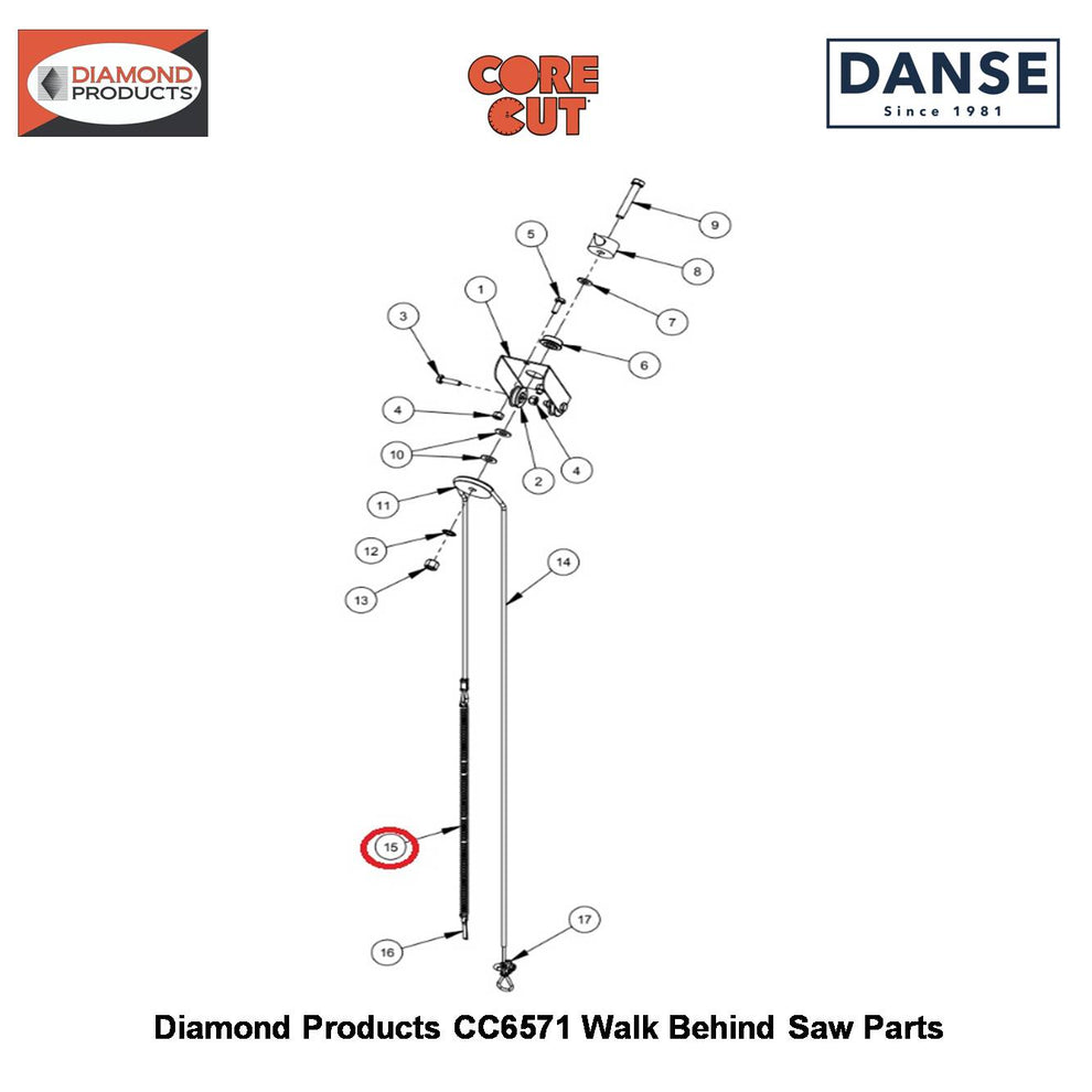 Spring Depth Indicator 3/8" X 15" Long 2500196 Fits Core Cut CC6571 Walk Behind Saw By Diamond Products