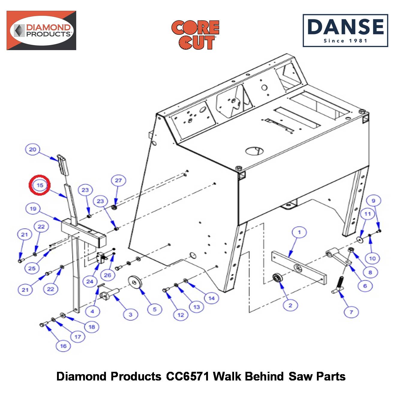 Brake Lever-parking Brake 6011232 Fits Core Cut CC6571 Walk Behind Saw By Diamond Products