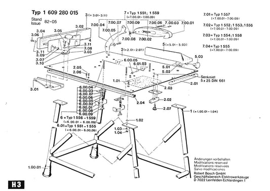 1609280015  Bosch Saw Table Bosch Table Saw Parts Diagram