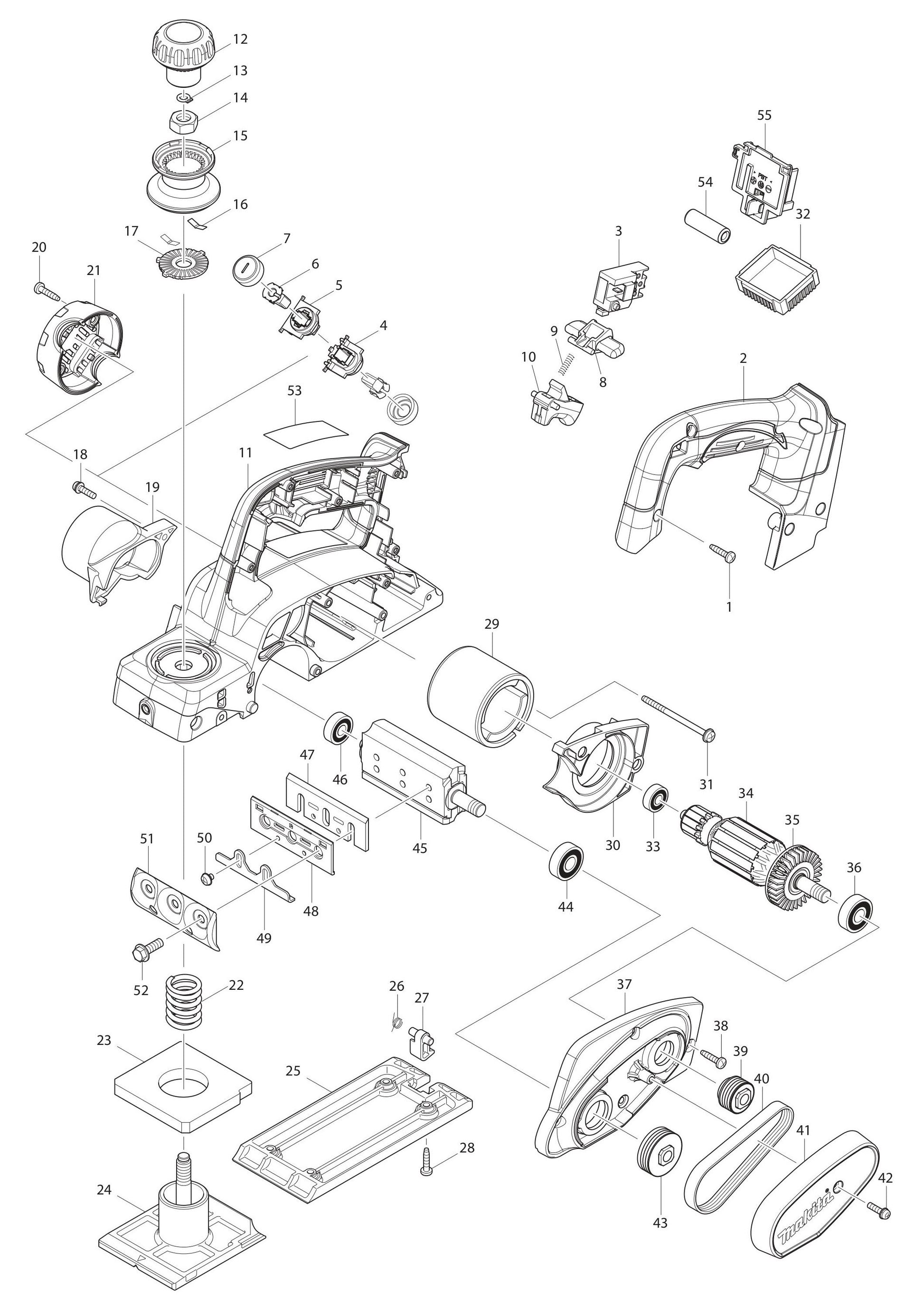 XPK01Z Planer Assembly Parts By Makita