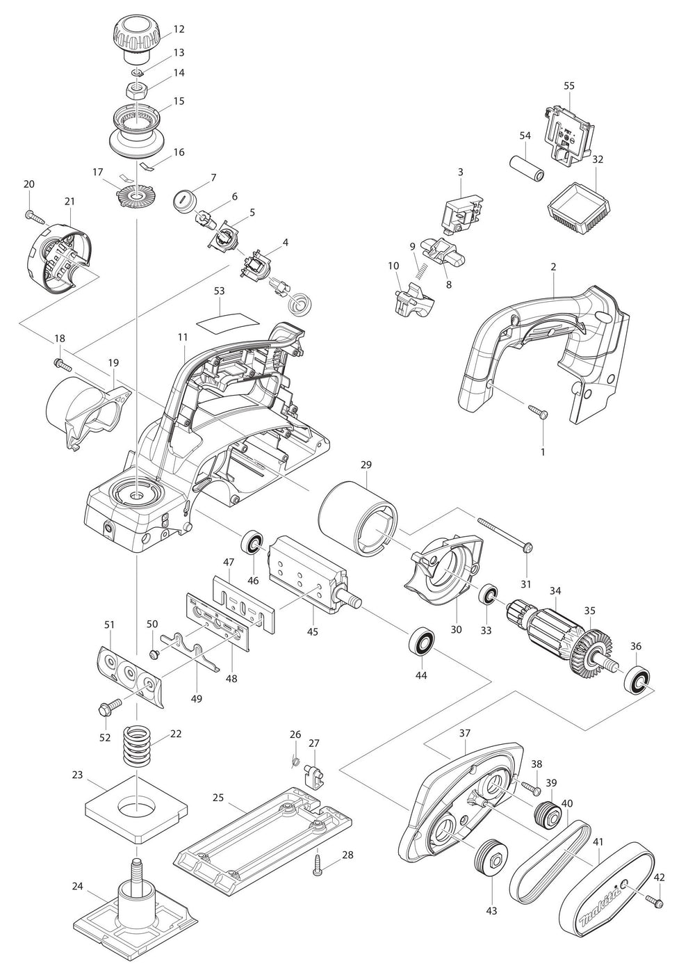 XPK01Z Planer Assembly Parts By Makita