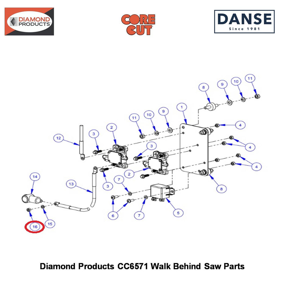 M6 Hex Nut Class 8 Zinc 2900305 Fits Core Cut CC6571 Walk Behind Saw By Diamond Products