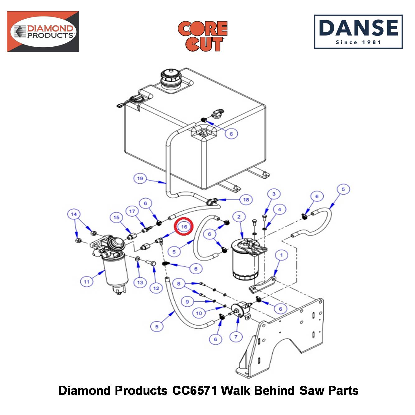 1/4"M.PIPE-5/16"HOSE Barb 90 Degree Elbow 3200599 Fits Core Cut CC6571 Walk Behind Saw By Diamond Products
