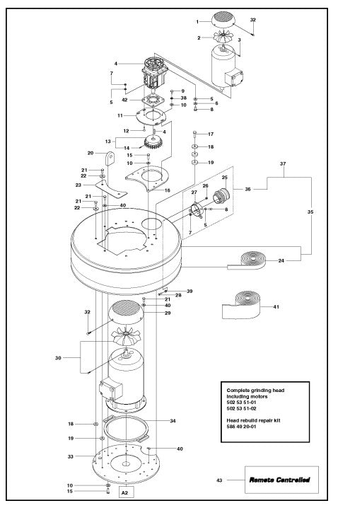 Grinder Assembly Parts For PG 820 RC By Husqvarna