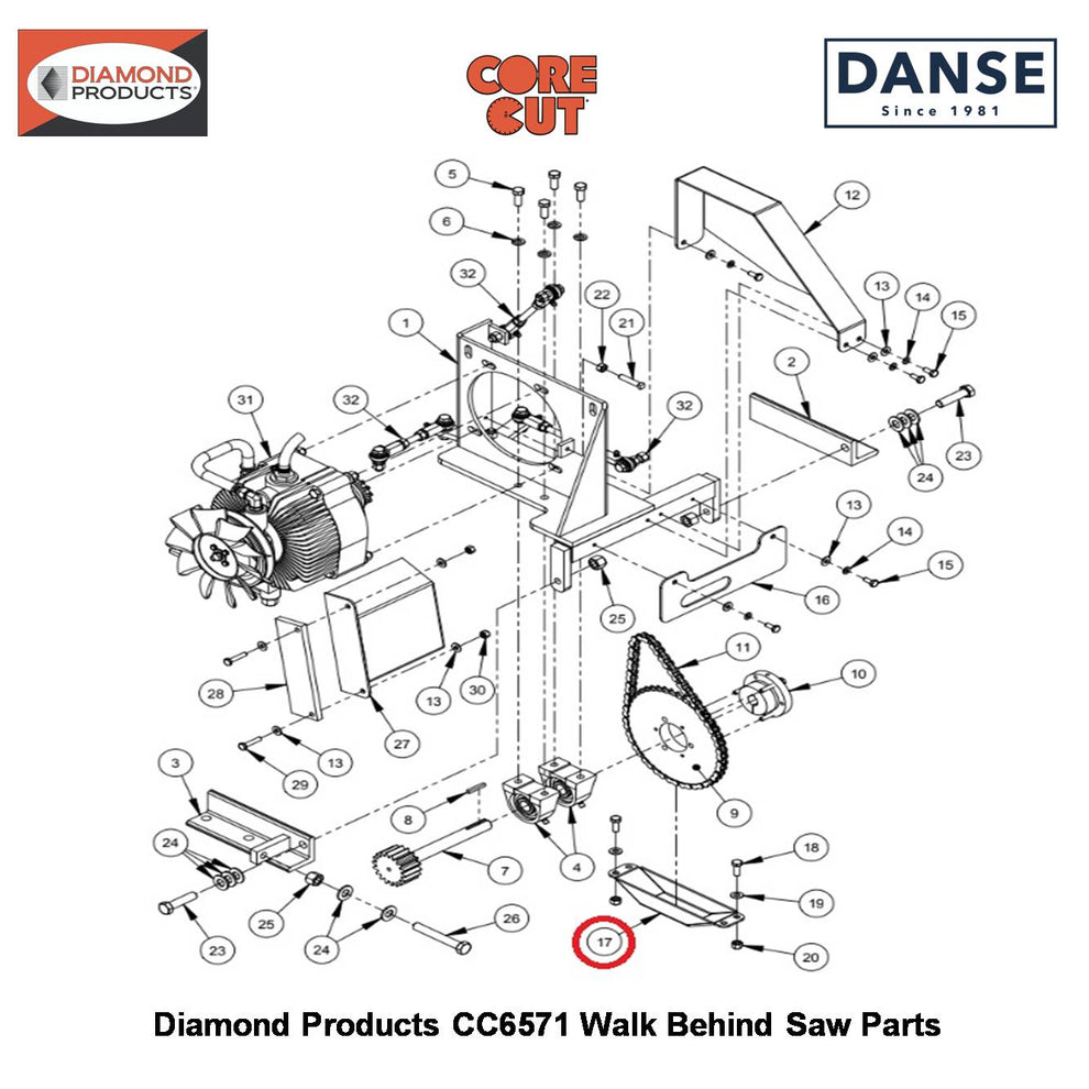 Sprocket Guard (CC6500) 6010674 Fits Core Cut CC6571 Walk Behind Saw By Diamond Products